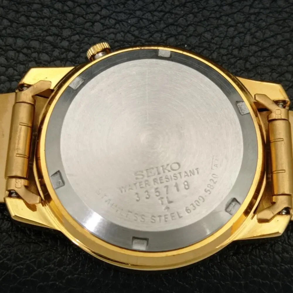 Vintage 1980 Seiko Automatic Mens Gold Watch W/daydate & Arabic accents
